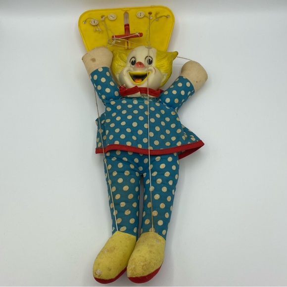 Knickerbocker Bozo The Clown Marionette 12 Inch String Puppet Vintage Toy Blue - Picture 2 of 7